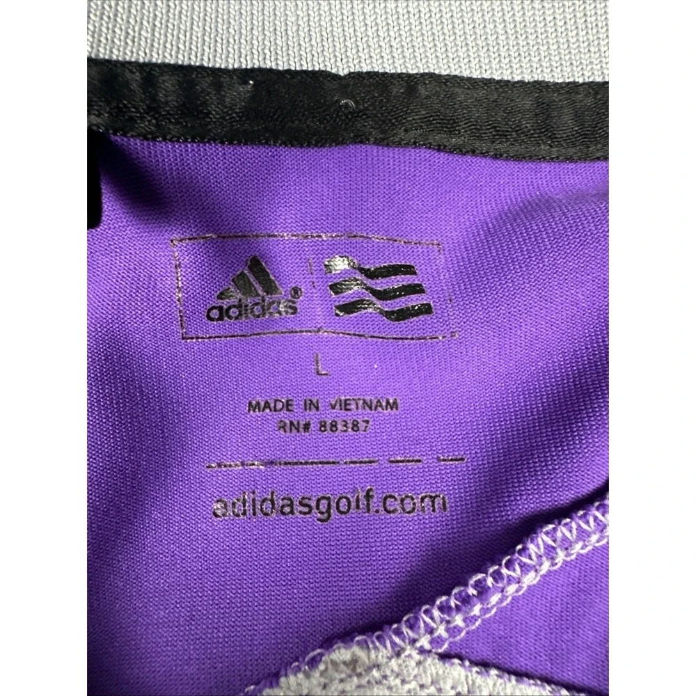 Adidas Men's Golf Polo Shirt‎ L Gray Purple Short Sleeve Collared
